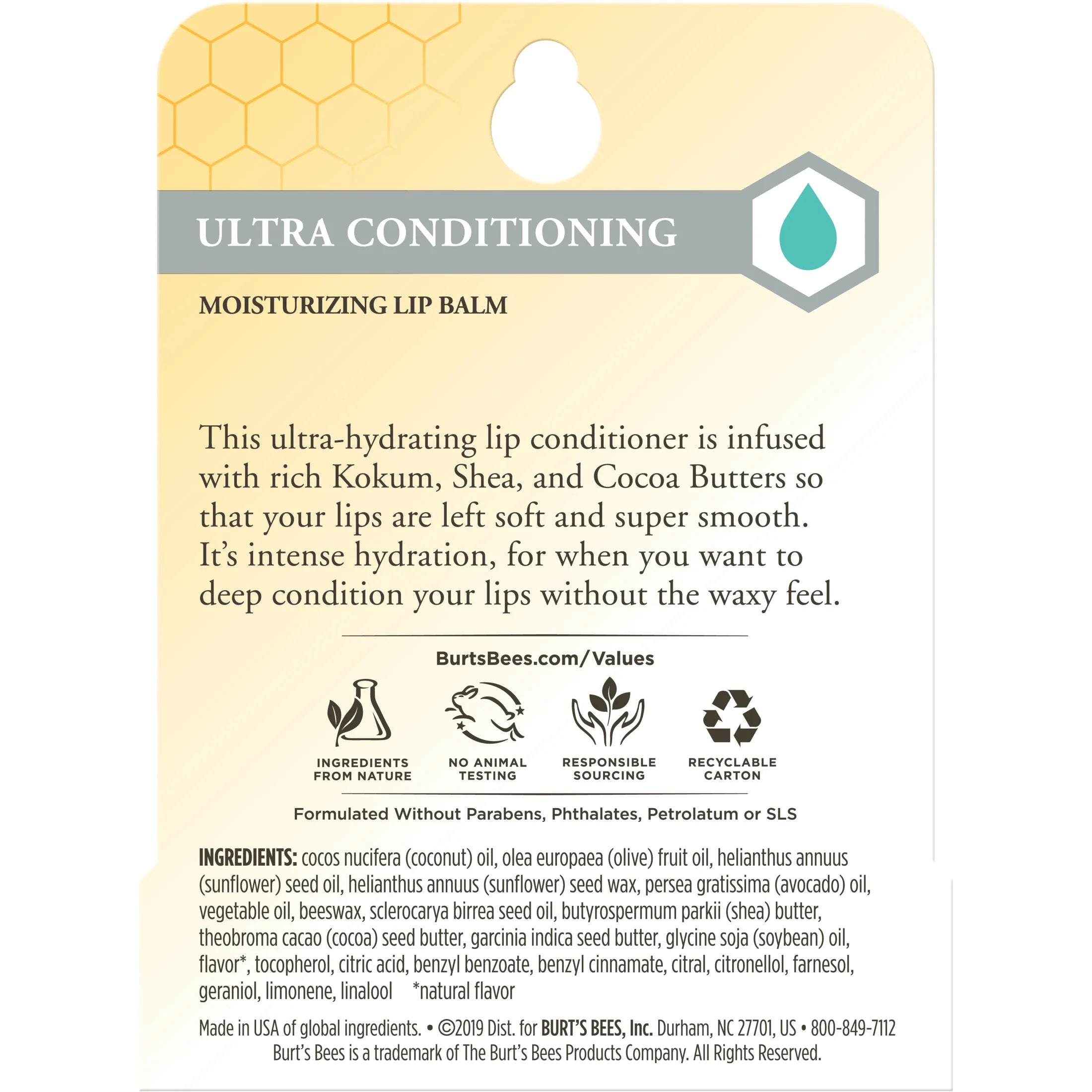 Burt'S Bees Ultra Conditioning Moisturizing Lip Balm, 1-Pack, 0.15 Oz.