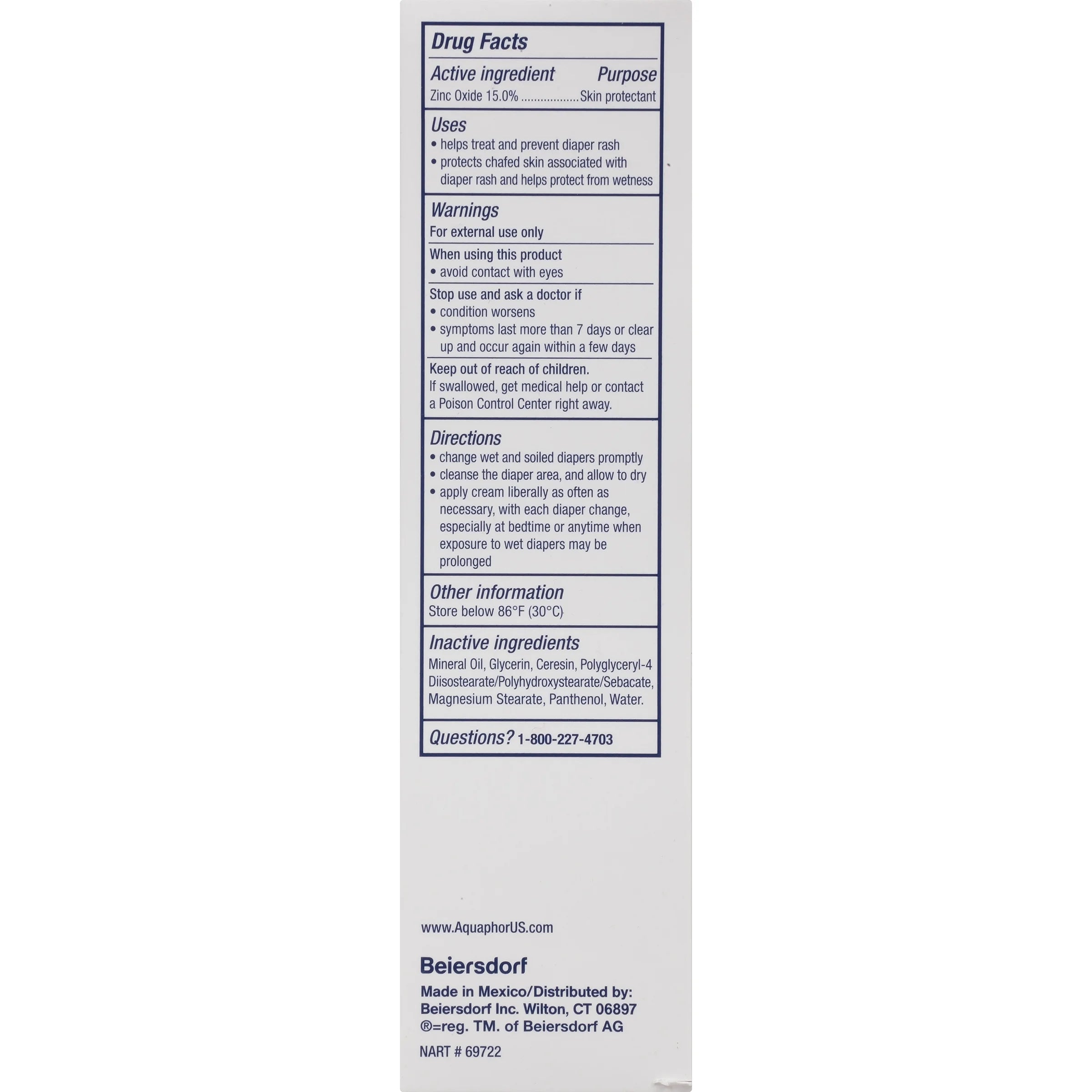 Aquaphor Diaper Rash Cream 3.5Oz