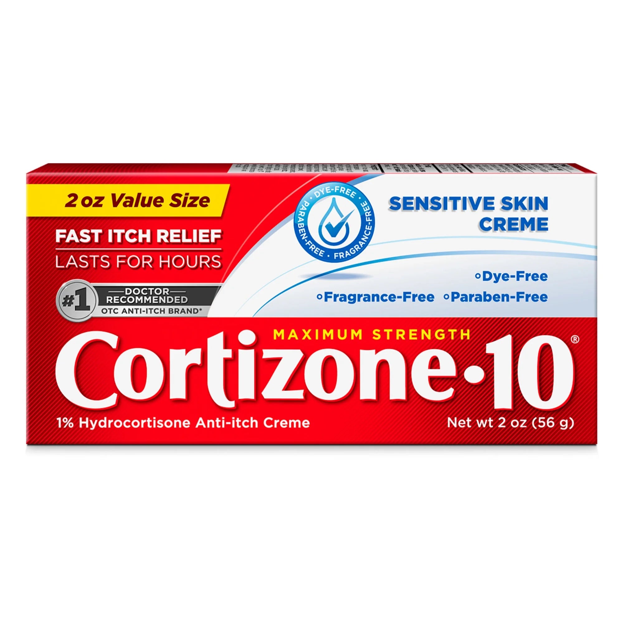 (3 Pack) Cortizone-10 Maximum Strength Sensitive Skin Itch Relief Cream, 1% Hydrocortisone, Fast-Acting, Anti-Itch Cream for Bug Bites, Rash, Eczema, Psoriasis, Poison Ivy, Oak, Sumac & More, 2 Oz