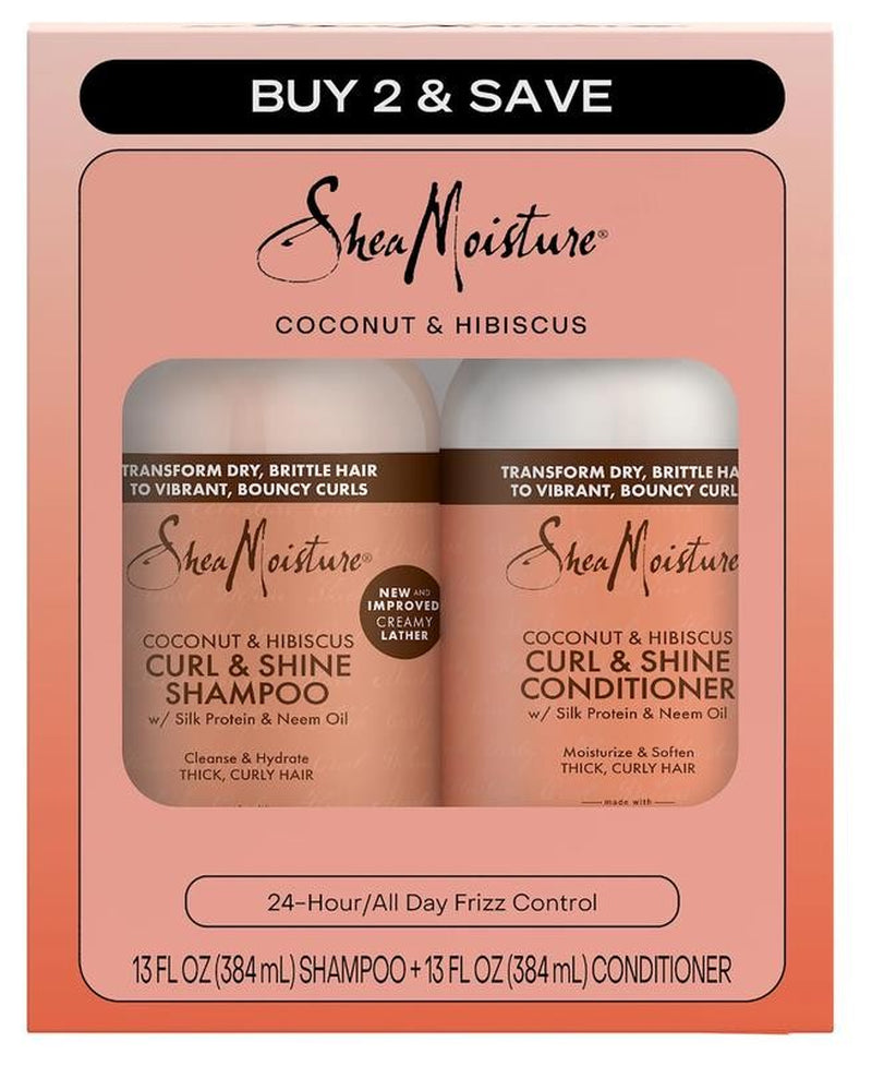 Curl & Shine Moisturizing Shampoo & Conditioner Set Coconut Hibiscus, 13 Oz 2 Co