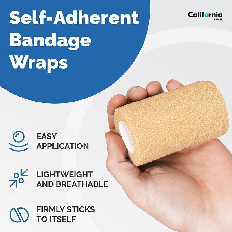 4”X15’ Self-Adhesive Bandage Wrap, Cohesive Athletic Tape for Sports 12 Pack Bro