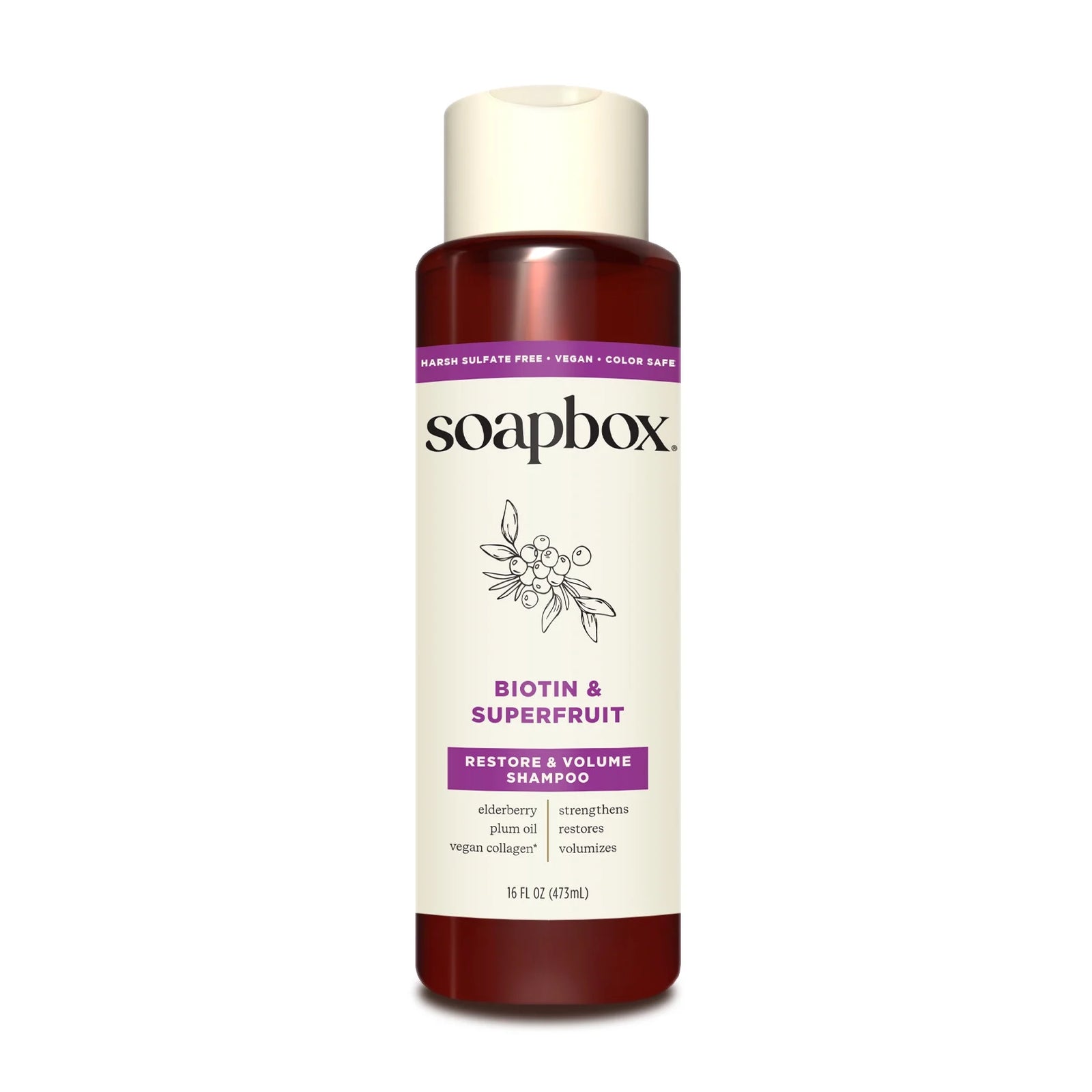 Biotin & Superfruit Volumizing Shampoo with Elderberry and Plum Oil, 16 Fl Oz