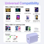 Bkayp Iphone Charger [Apple Mfi Certified] 2 Pack 20W PD USB C Wall Charger with 6Ft Fast Charging Cables Compatible with Iphone 14/13/12/11 Purple