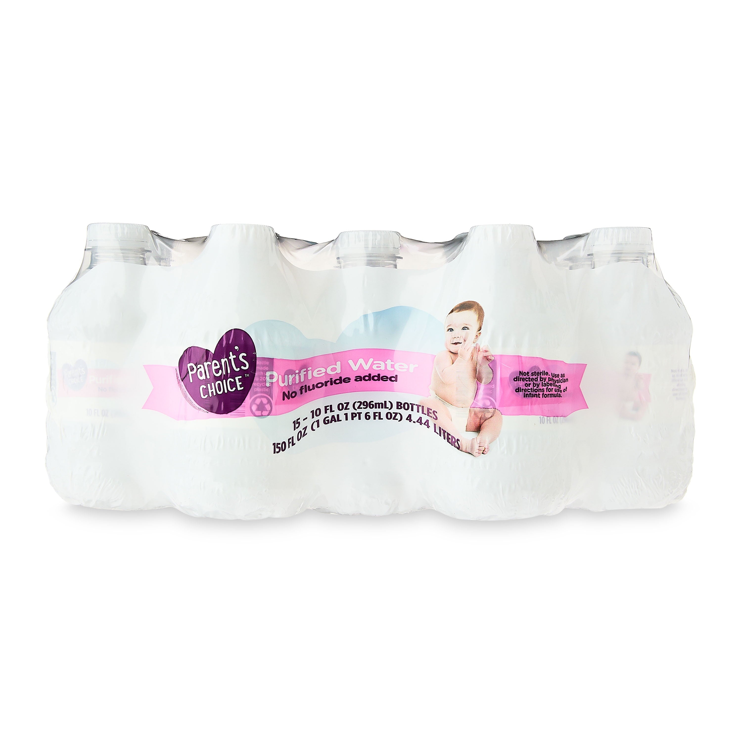 (4 Pack) Parent'S Choice Purified Water, 10Oz, 15 Pack Bottles