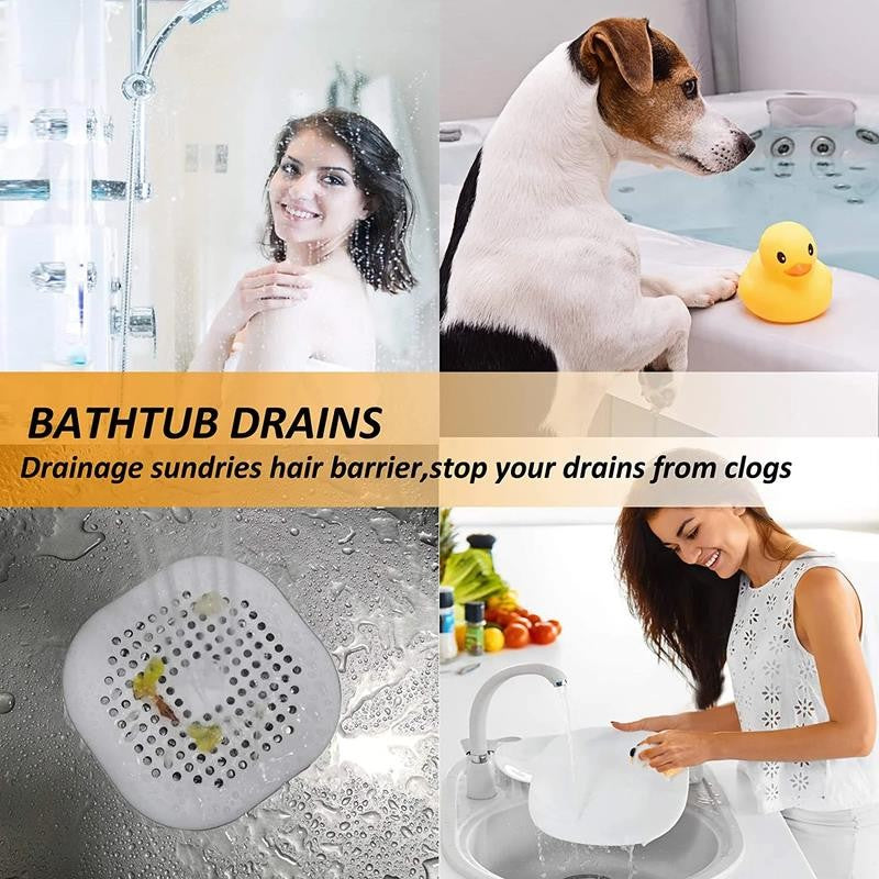 2 Packhair Catcher,Square Hair Drain Cover for Shower Silicone Hair Stopper With