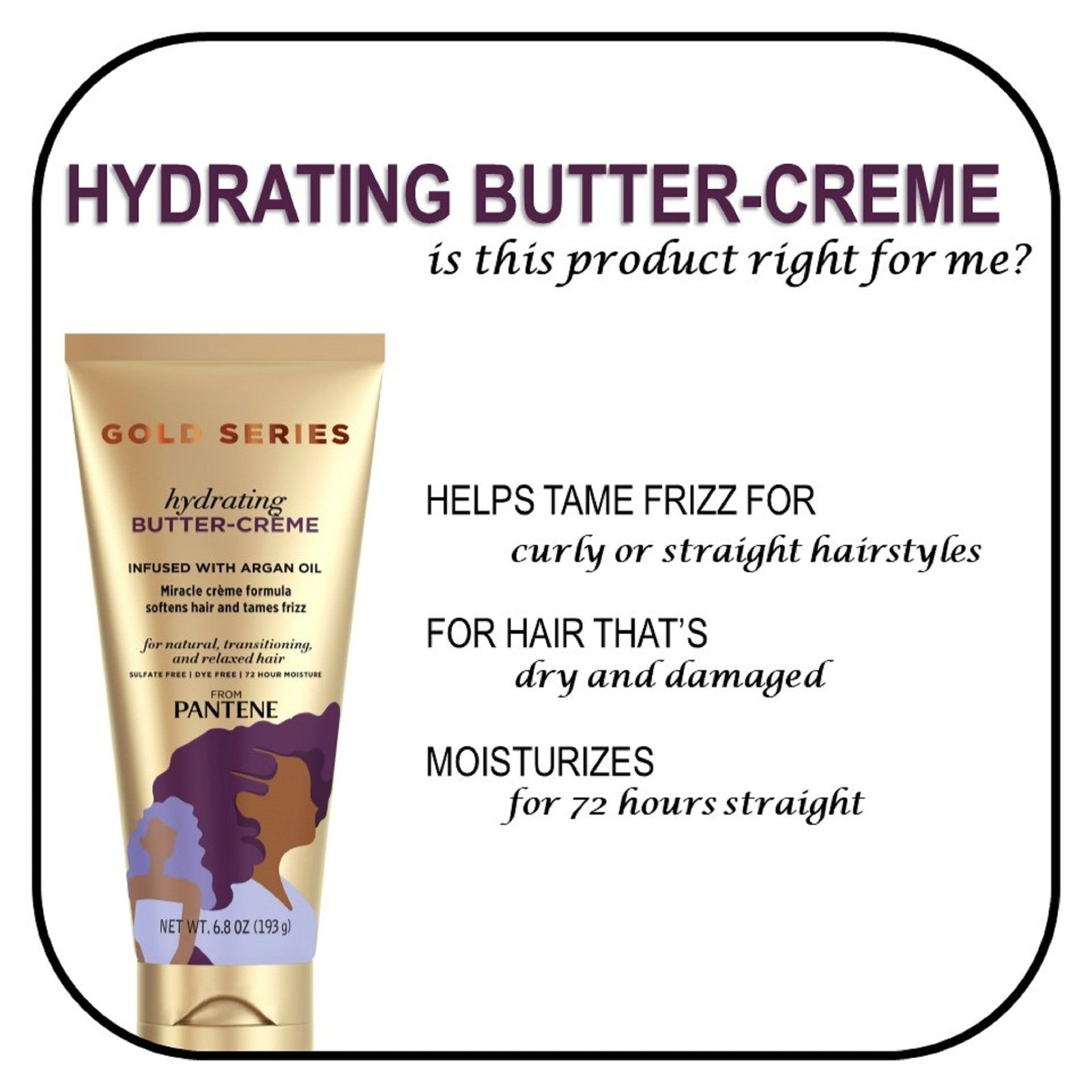 Gold Series Butter Cream, Hydrating Sulfate Free, 6.8 Oz for All Hair Types
