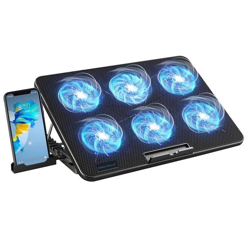 15.6-17.3Inch Laptop Cooling Pad with 6 Quiet Fans,7 Height & Wind Speed Adjusta