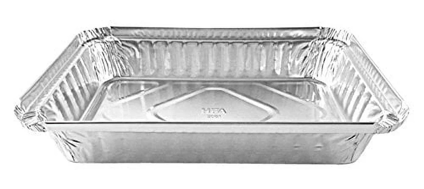 1 1/2 Lb. Oblong Shallow Aluminum Foil Take-Out Pan with Clear Dome Lid Disposab