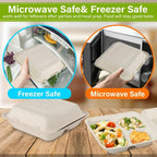 100Pack Compostable Take Out Container 10X10, Disposable to Go Food Boxes with 3