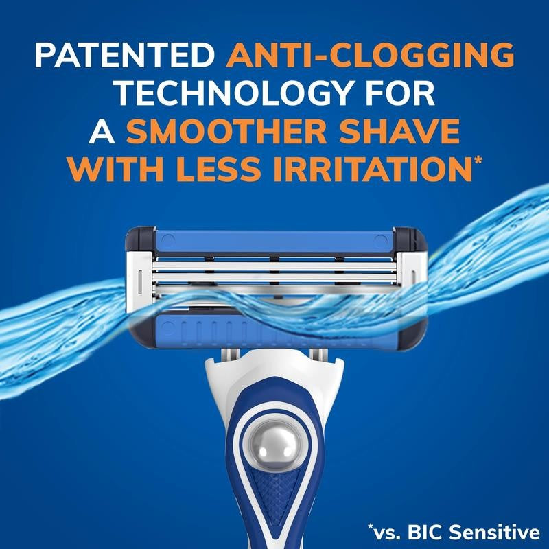 Easyrinse Anti-Clogging Men'S 4-Blade Refillable Manual Razors with 3 Cartridges