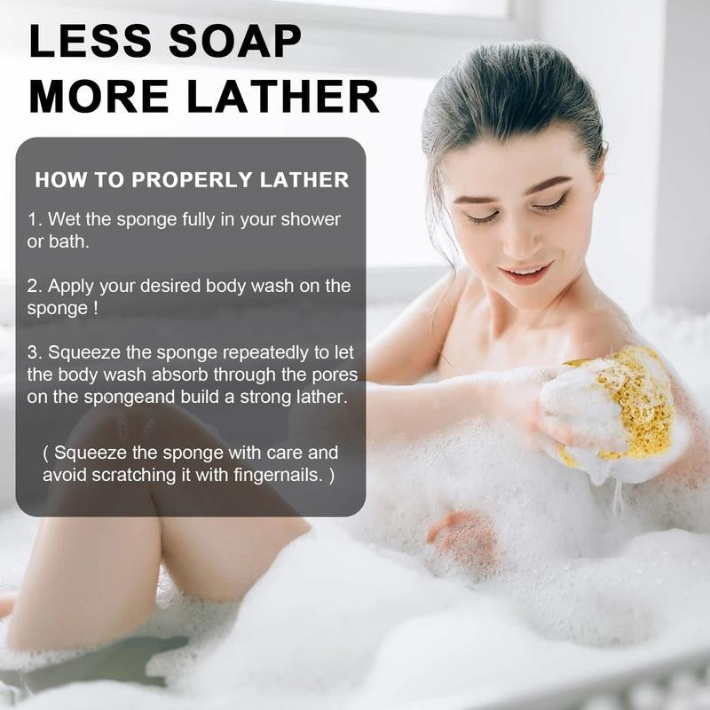 3 Pcs Bath Sponge, Body Wash Sponges Loofah Body Scrubber for Women, Men