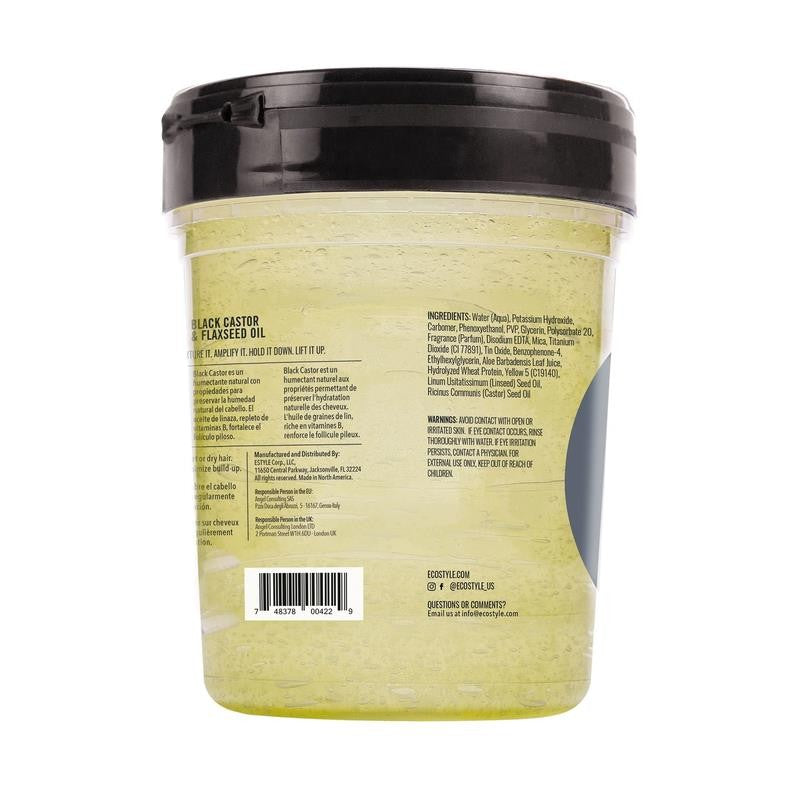 Eco Style Black Castor & Flaxseed Oil Hair Styling Gel, 32 Oz., Moisturizing, Un