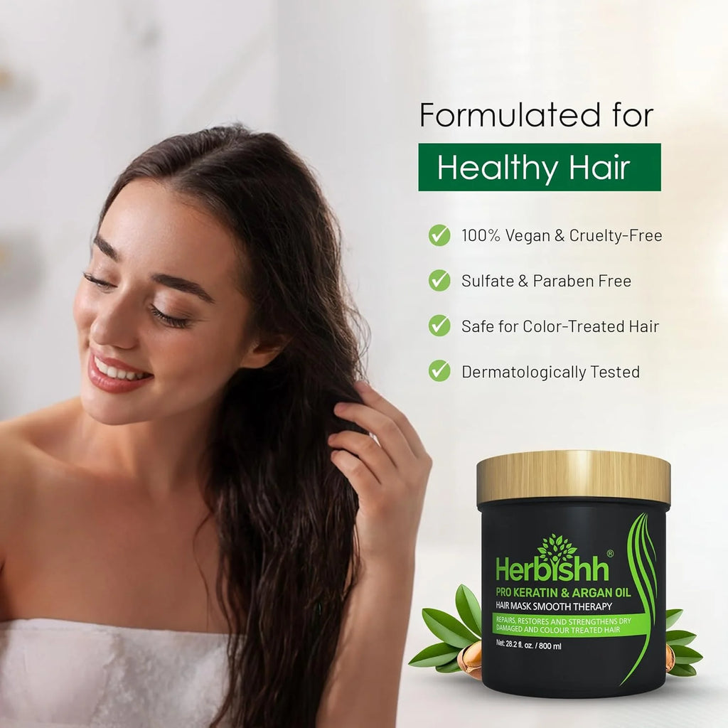 Argan Hair Mask - Deep Conditioning for Dry & Weak Hair, 800G - Sulfate-Free & Paraben-Free