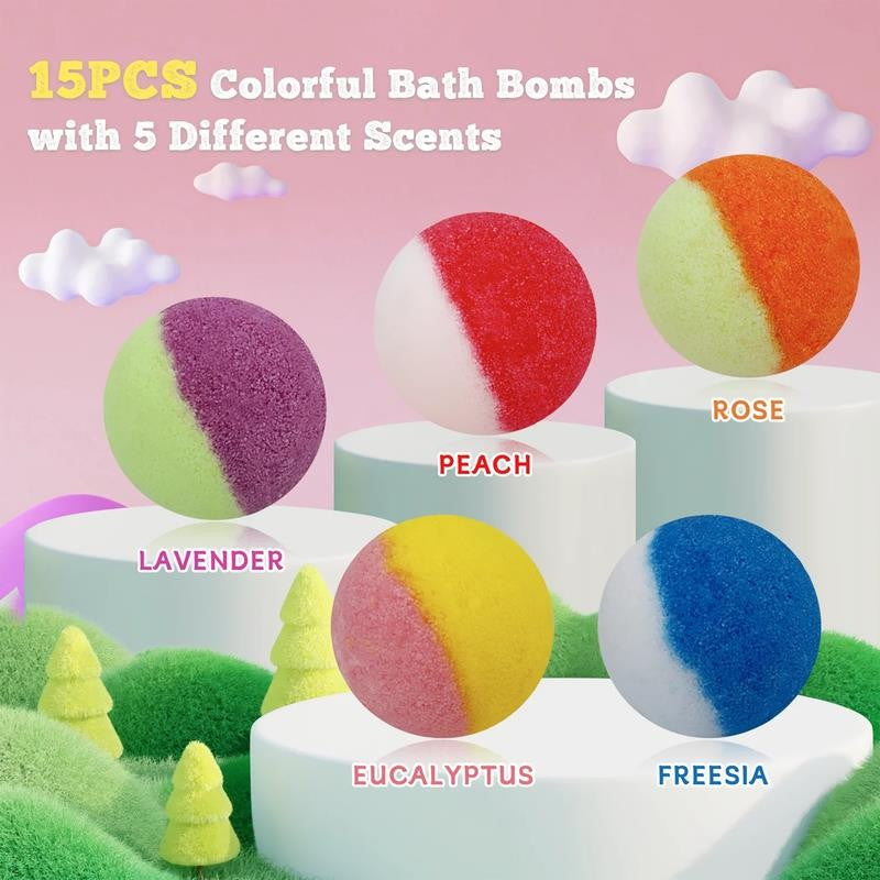 Bath Bombs Gift Set, 15PCS Handmade Bath Bombs for Women, 100% Natural Spa Exper
