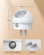 4-Pack LED Night Light Plug In,Nightlight Dusk to Dawn Auto on and Off, 360° Rot