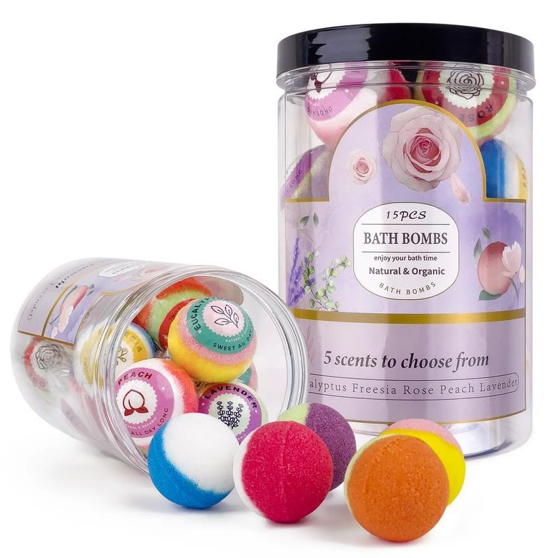 Bath Bombs Gift Set, 15PCS Handmade Bath Bombs for Women, 100% Natural Spa Exper