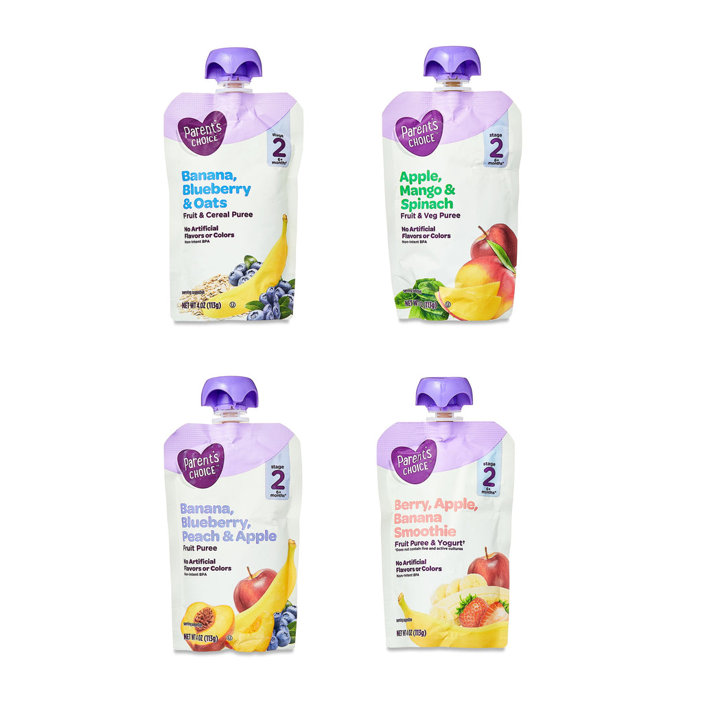 Parent'S Choice Stage 2 Baby Food, Variety Pack, 4 Oz Pouch, (12 Pack)