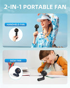 Frsara Portable Handheld Fan , Mini Desk Fan Foldable 2000Mah, 180° Ratotion , 3