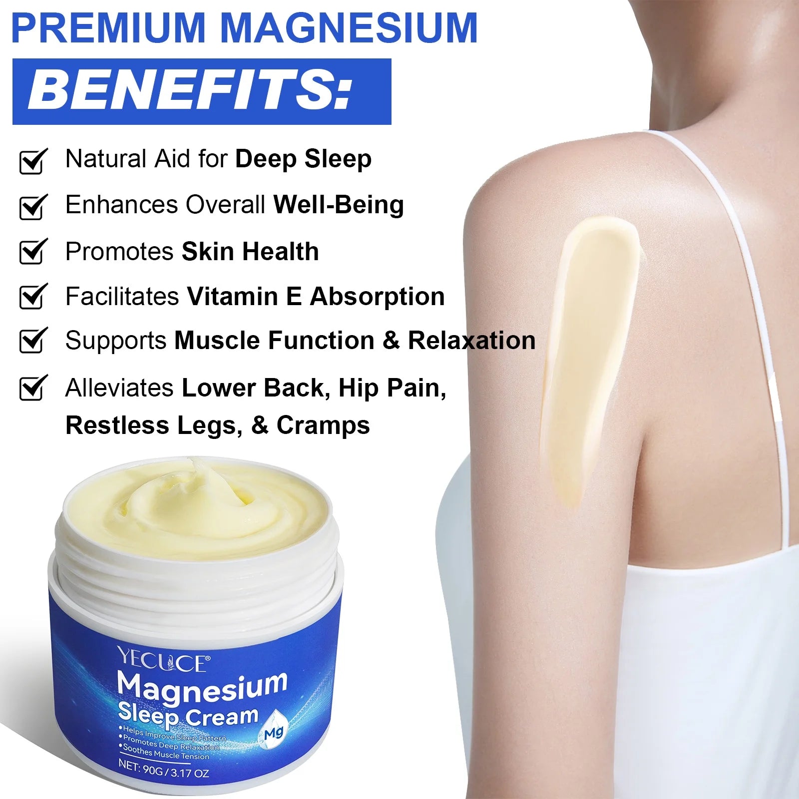 2 Pack Magnesium Sleep Cream,Magnesium Lotion Enriched with Lavender, Vitamin E,Improve Sleep Quality,Topical Magnesium Oil Cream for Feet, Legs or Arms