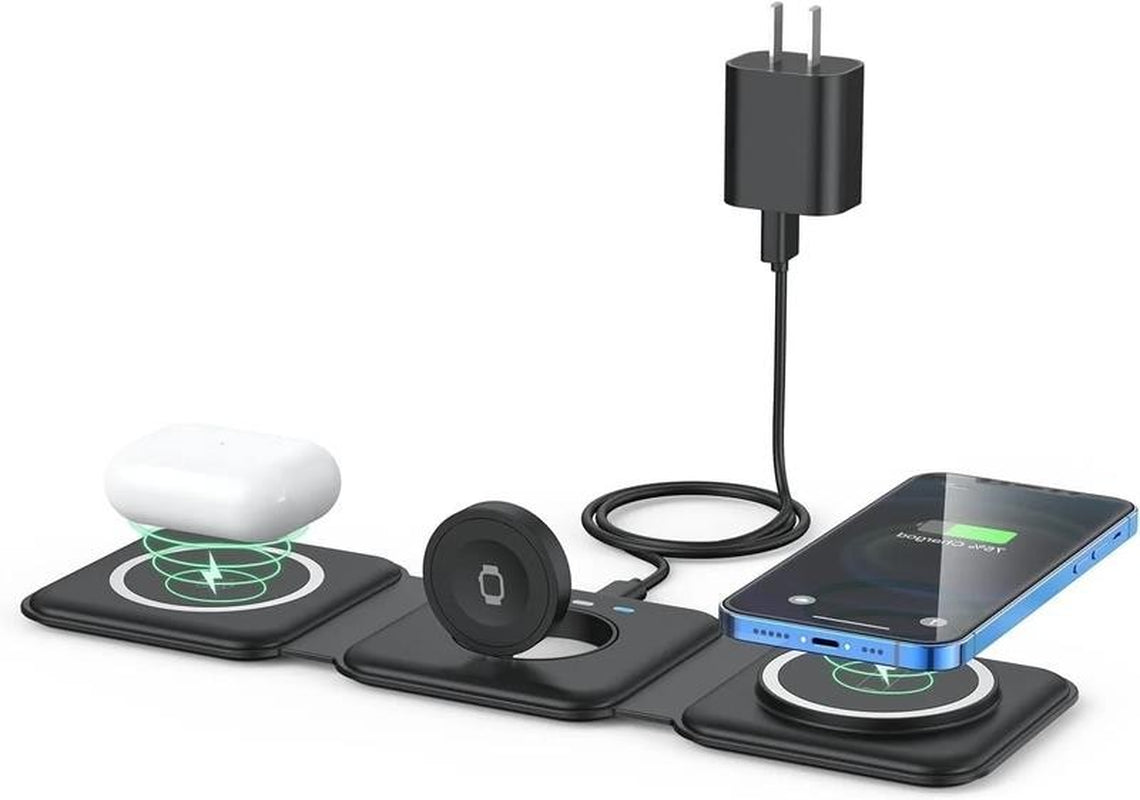 3-In-1 Wireless Charging Station Compatible with Multiple Devices Including Ipho