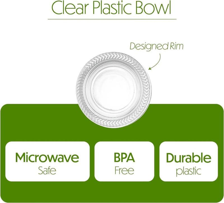 Clear Plastic Bowls 12 Oz Plastic Soup Bowls for Party, BBQ and Events, 80 Pack
