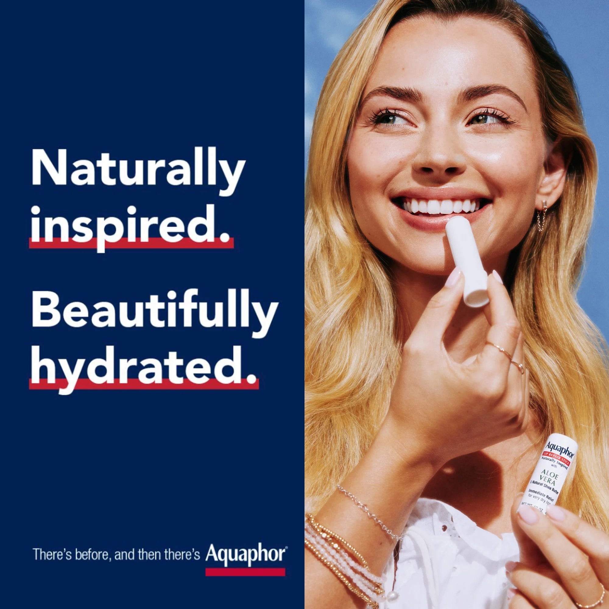 Aquaphor Naturally Inspired Lip Repair Stick for Very Dry Lips, Lip Balm with Aloe Vera, 0.17 Oz