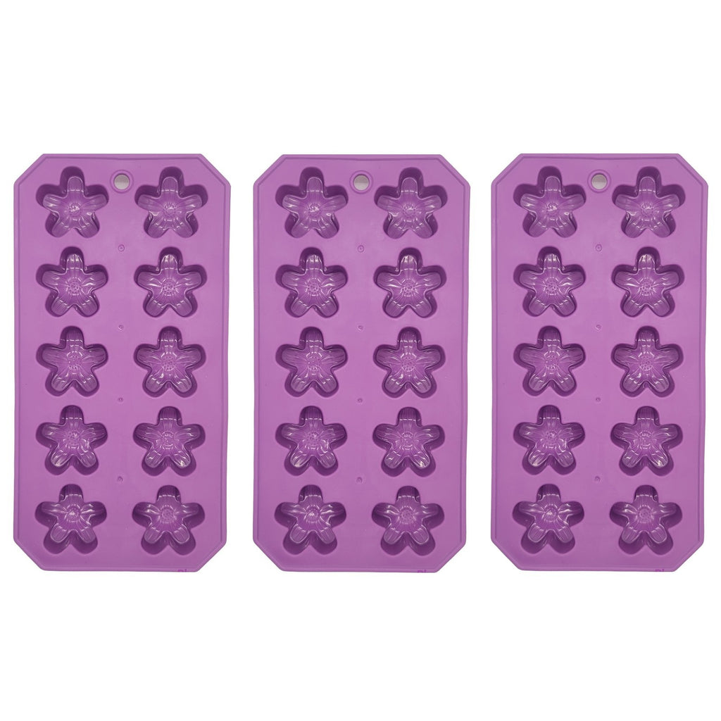 Flexible Thermoplastic 10-Cube Ice Cube Tray - Fun Flower Shapes 3 Pack