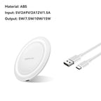 SHANLIDA 15W Fast Wireless Ultra-Thin Charger, Suitable for Iphone and Android Phones, Supports All QI Phones, Inductive Charging