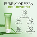 Aloderma 99% Organic Aloe Vera Gel, Made within 12 Hours of Harvest (1.5 Oz), No Sticky Residue - No Powder Concentrates or Water, Eco-Friendly, Travel Size, Aloe Vera Gel for Skin & after Sun Relief