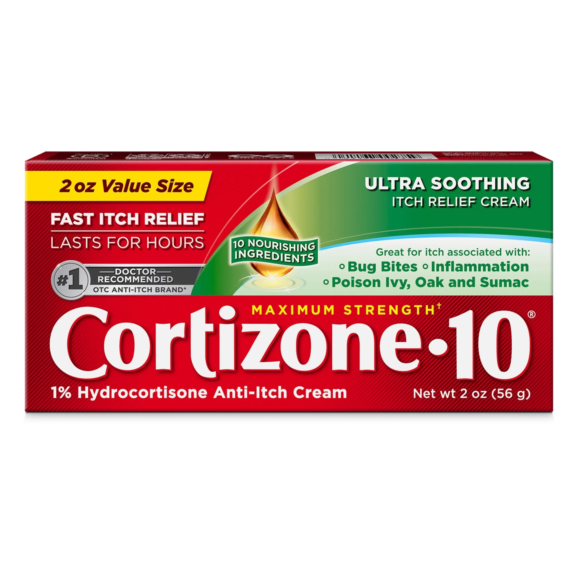 (3 Pack) Cortizone-10 Maximum Strength Ultra Soothing Itch Relief Cream, 1% Hydrocortisone, Fast-Acting, Anti-Itch Cream for Bug Bites, Rash, Eczema, Psoriasis, Poison Ivy, Oak, Sumac & More, 2 Oz