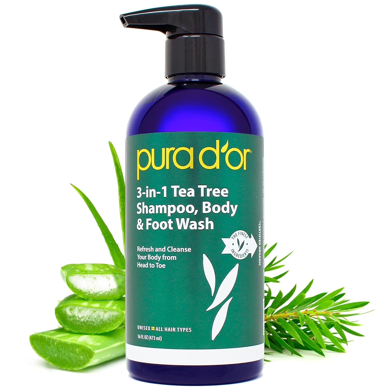 3-In-1 Tea Tree Shampoo, Body & Foot Wash, Shampoo - Total Body Care, 16 Fl Oz