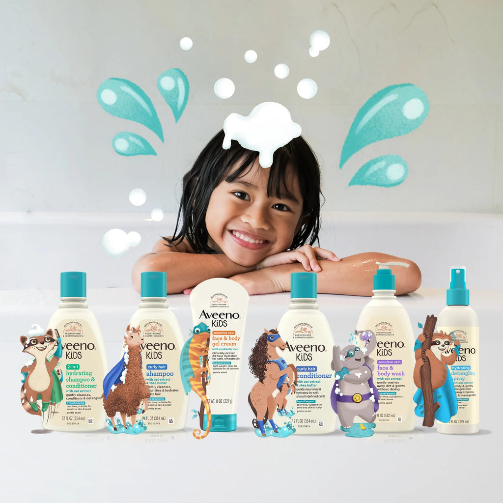 Aveeno Kids 2-In-1 Shampoo and Conditioner, Tear Free Hair Products, 12 Fl Oz