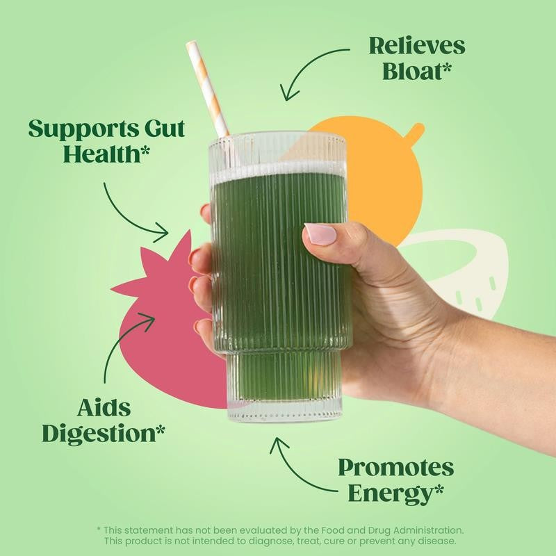 Greens & Superfoods Powder Sticks, for Gut Health, Mango, Berry, and Coconut Fla