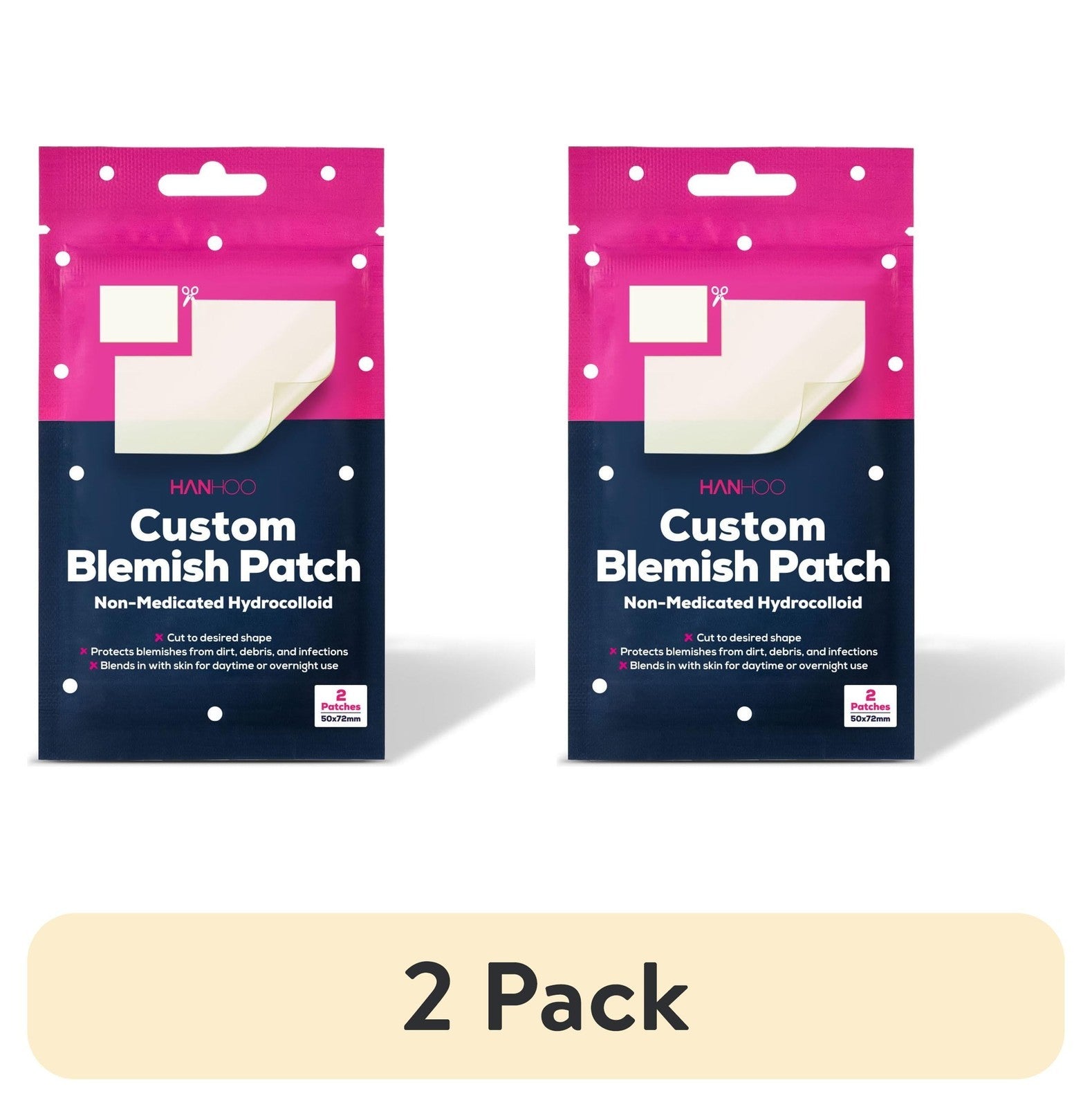 (2 Pack) Custom Blemish Patch with Hydrocolloid, Non Medicated, for All Ski Typ