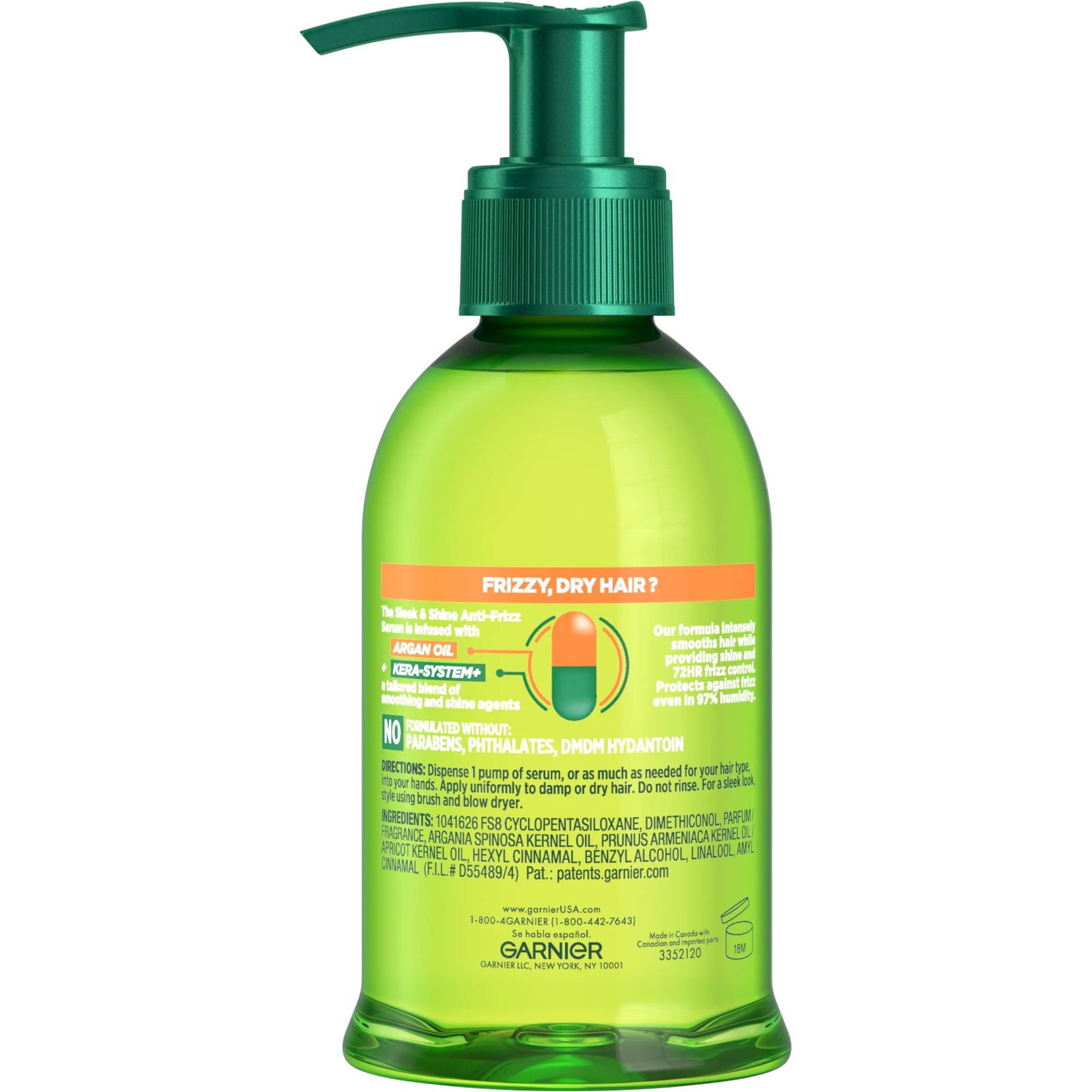 Fructis Frizz Control Hair Serum with Kera System Argan Oil, All Hair Types, 5.1