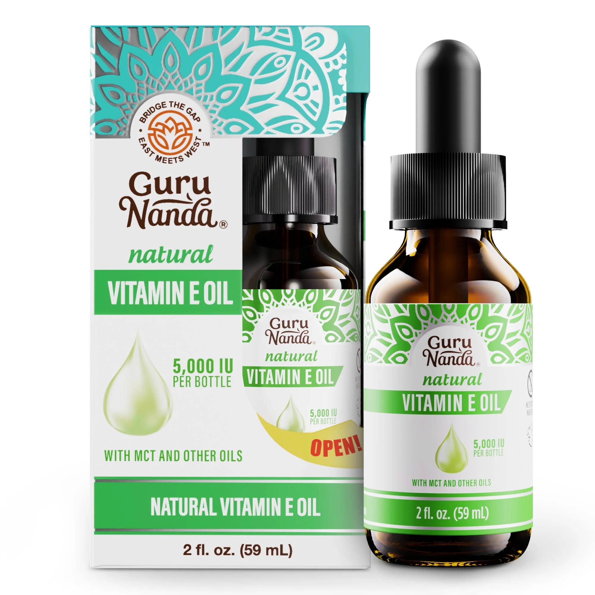 Gurunanda Natural Vitamin E Oil - 5,000 IU - 2 Fl. Oz