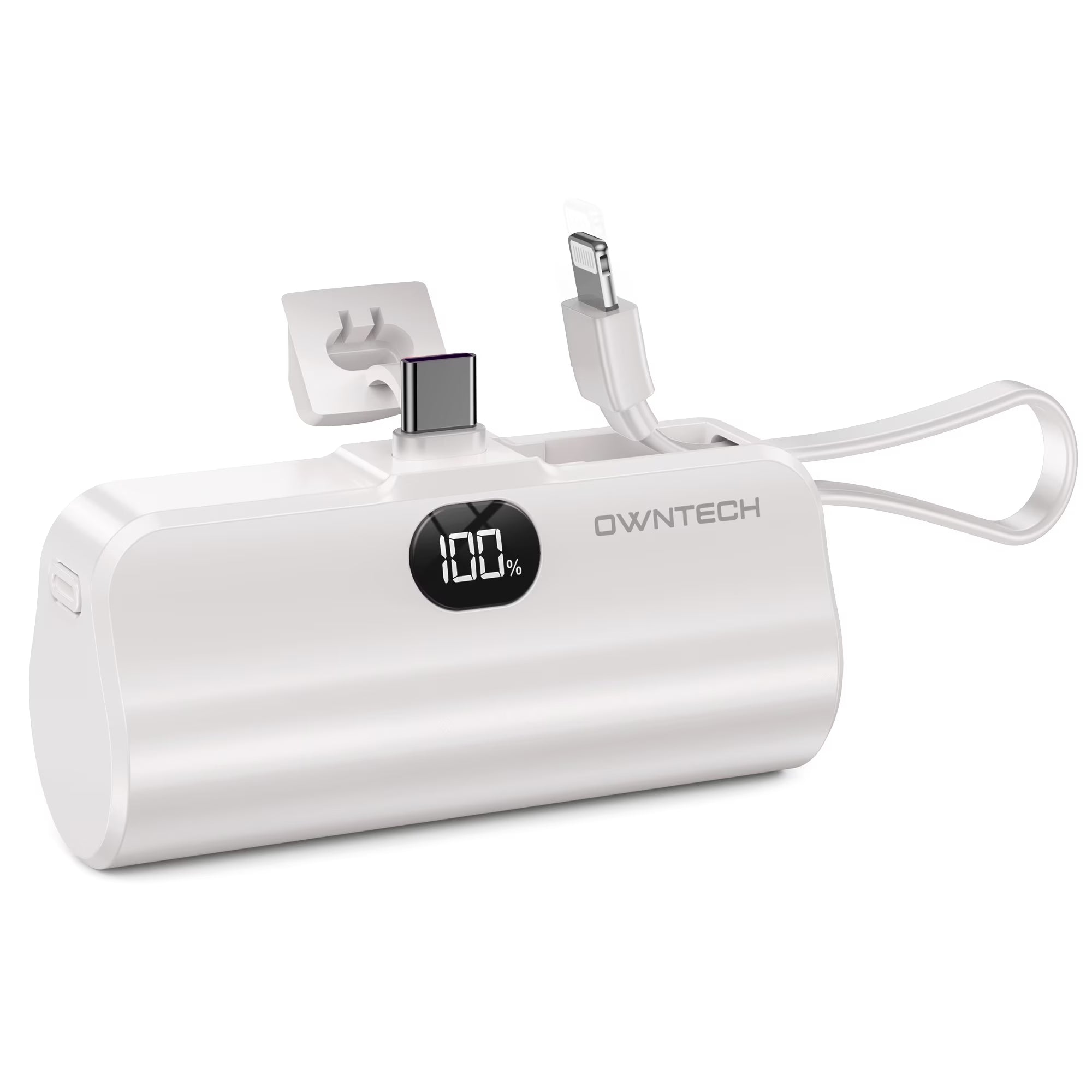 PLUSBRAVO Portable Charger Small Fast Charger 5000Mah Portable Power Pack with Built-In Cables, for Iphone, Samsung