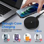 SOLPOWBEN Magnetic Wireless Charger 15W Max Fast Wireless Charging Pad Compatible with Iphone 17/17 Plus/17 Pro Max/16/15/14/13/Se/12 Series (Without AC Adapter) Black