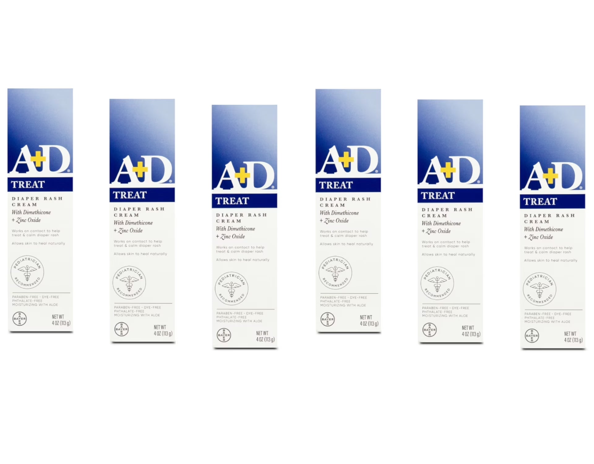 6 Pack A+D Diaper Rash Cream with Aloe Diaper Rash Cream 4 Oz Each