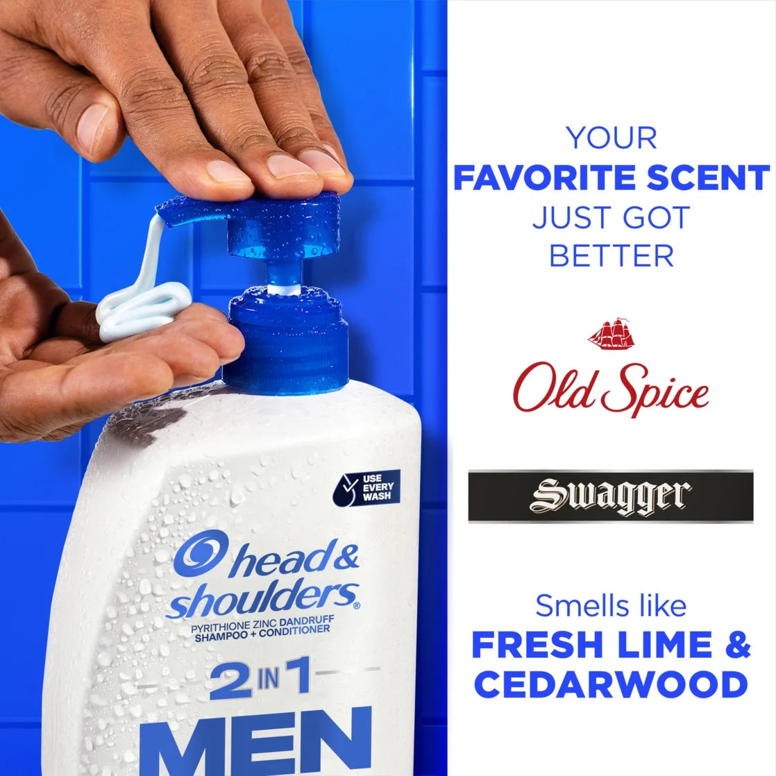 Head and Shoulders Men 2 in 1 Dandruff Shampoo and Conditioner, Old Spice Swagger, 28.2 Fl Oz