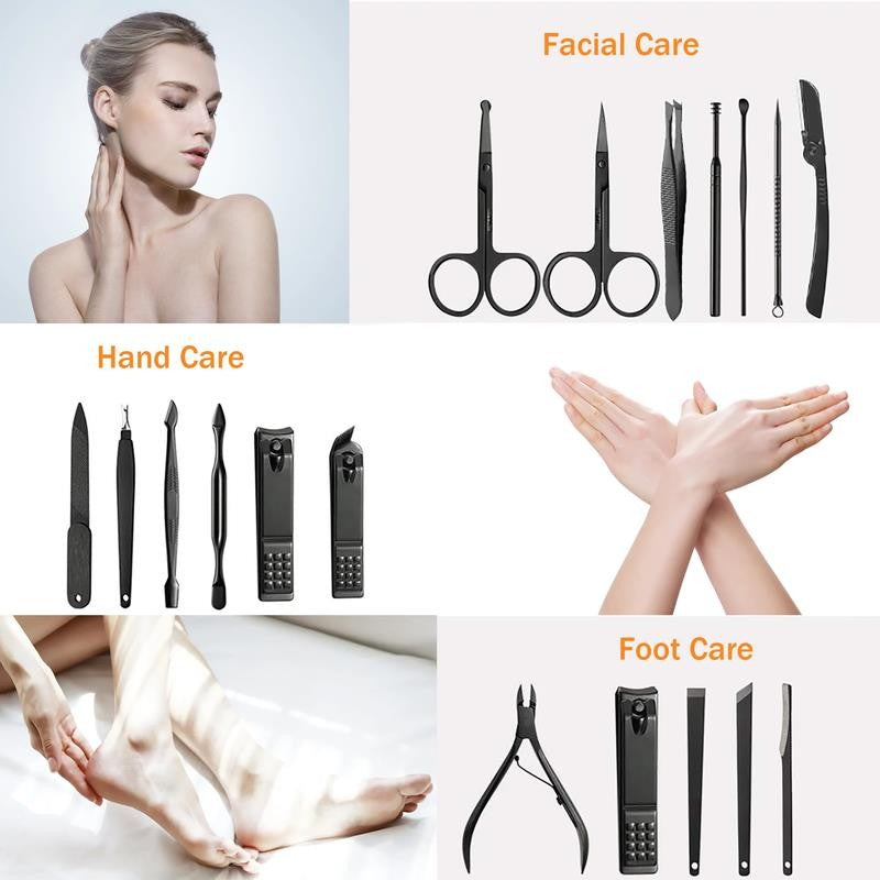 18Pcs Nail Clipper Manicure Set for Adult Professional Stainless Steel Grooming