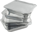 25 Pack Disposable Aluminum Foil Half Size Deep with Snap on Foil Lids Default