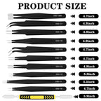 12 Pcs Precision Tweezers Set, Premium Craft Tweezers Kit, Stainless Steel Elect