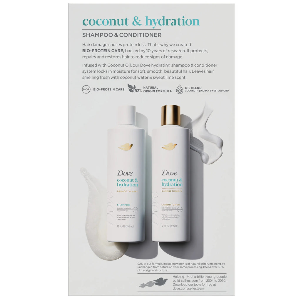 Dove Coconut & Hydration Shampoo & Conditioner Set, 12 Oz 2 Count
