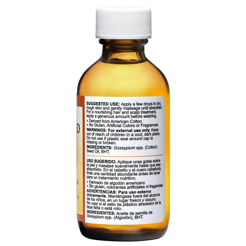 De La Cruz Cottonseed Oil, Moisturizer for Skin, 2 Fl OZ