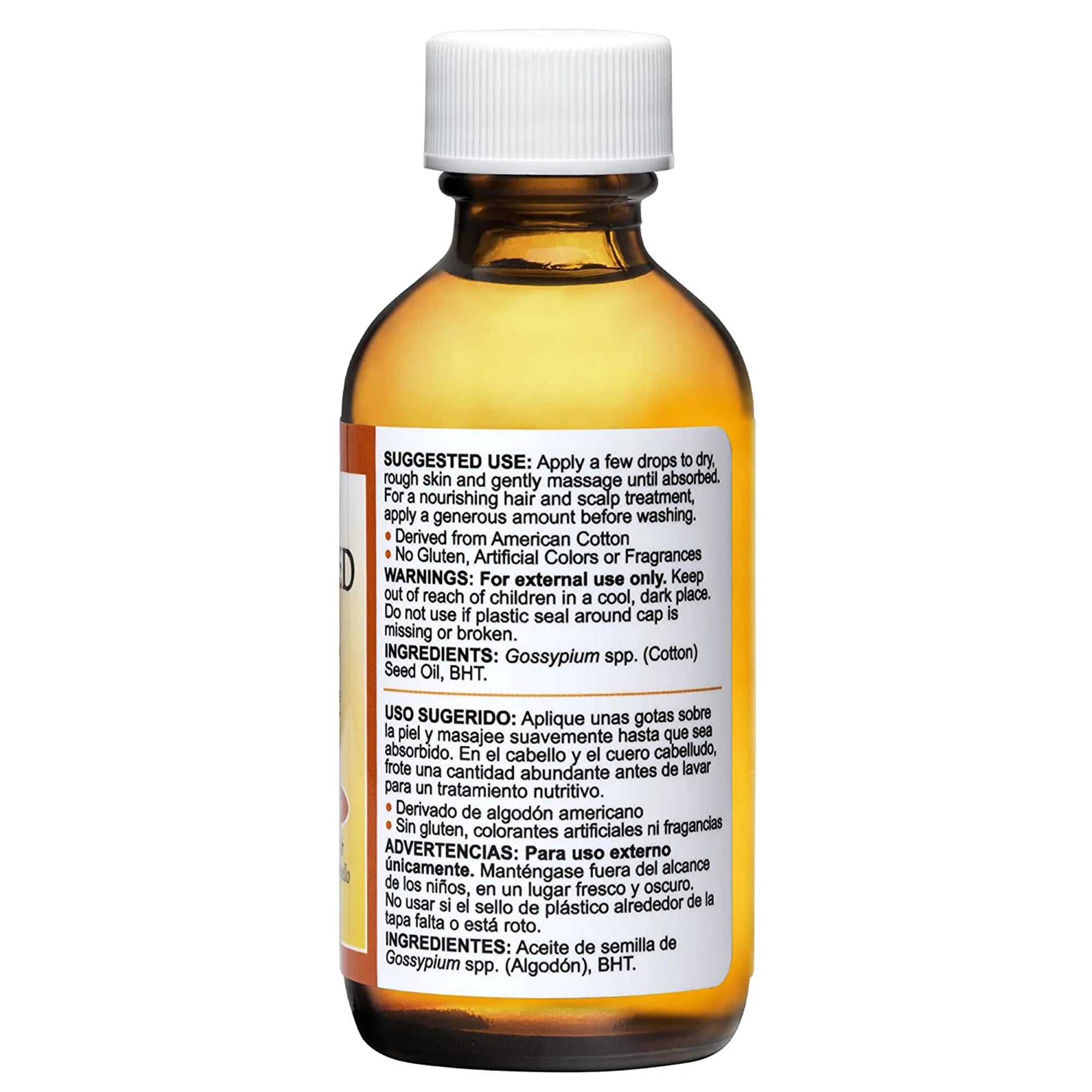 De La Cruz Cottonseed Oil, Moisturizer for Skin, 2 Fl OZ