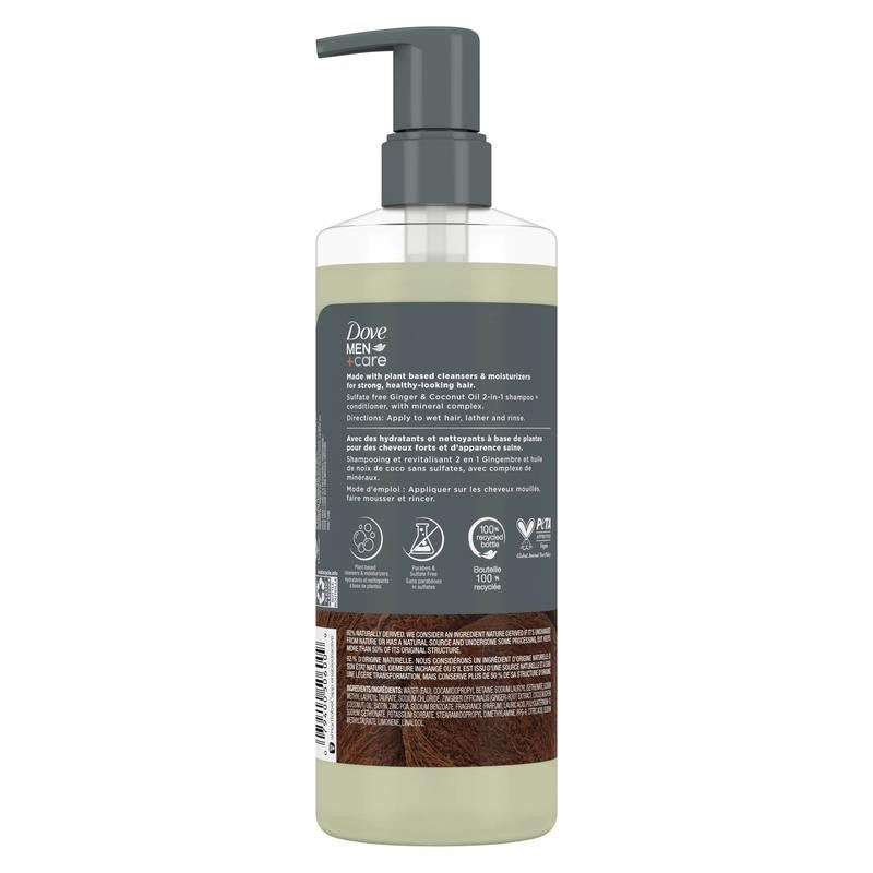 2-In-1 Shampoo + Conditioner for Men Ginger & Coconut Oil, 17.5 Oz