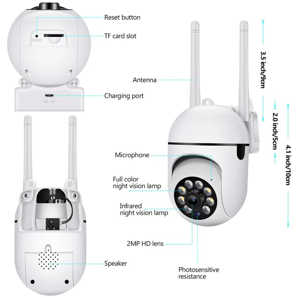 2 Pack 5G Wifi Waterproof Surveillance Camera, IR Night Vision, Motion Detection
