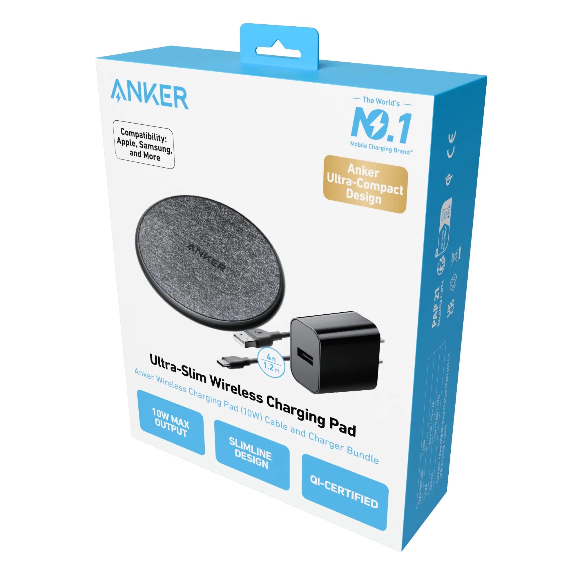 Anker Wireless Charging Pad (10W) with Cable and Charger