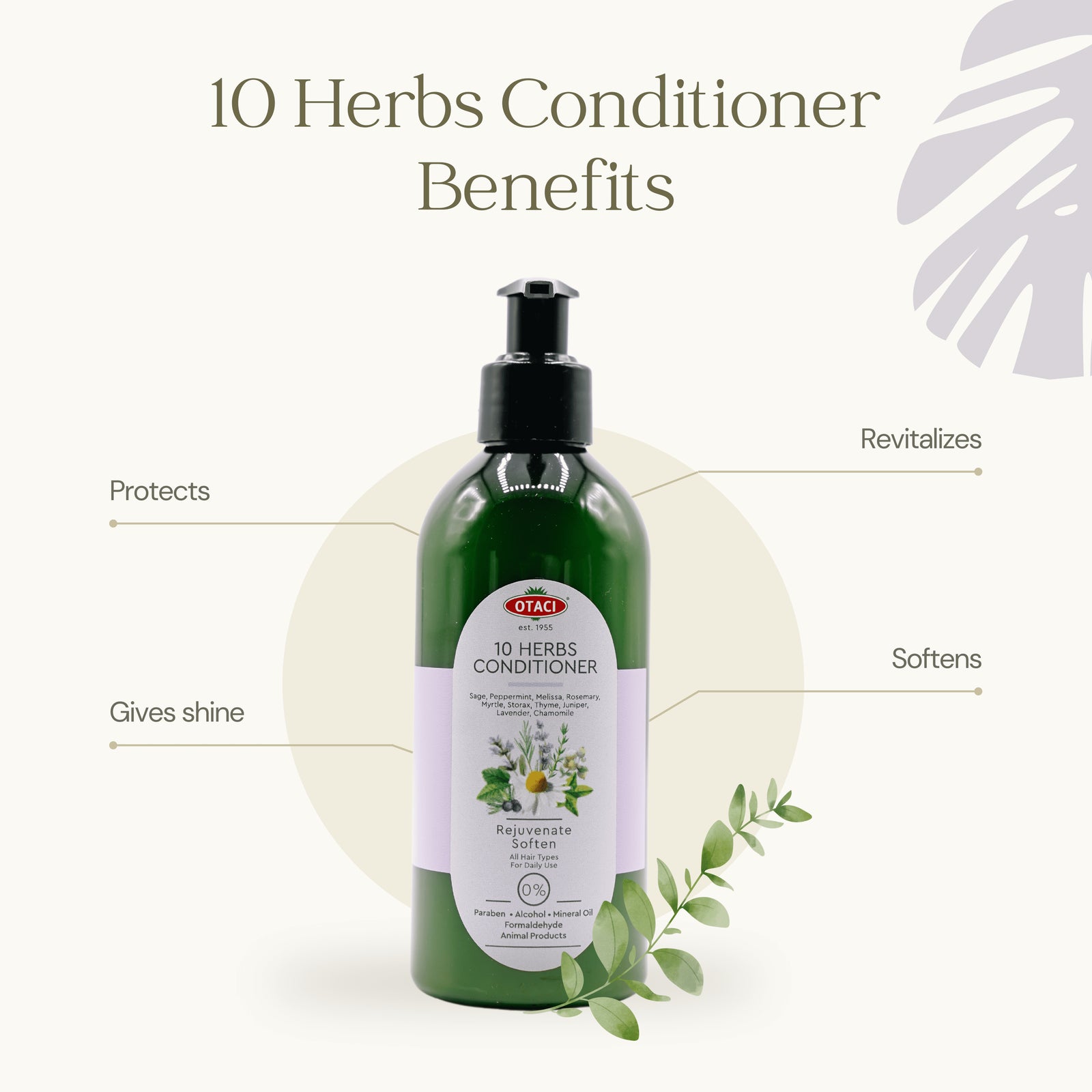 10 Herbs Rejuvenate and Soften Conditioner for All Hair Types